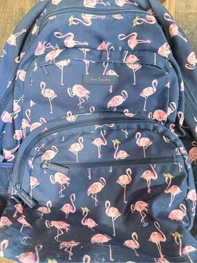 Vera Bradley Navy Backpack with Pink Flamingo Pattern
